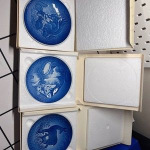 3 lot B&G BING & GRONDAHL 1971,75& 77 MOTHERS DAY PLATE MORS DAG. NIB